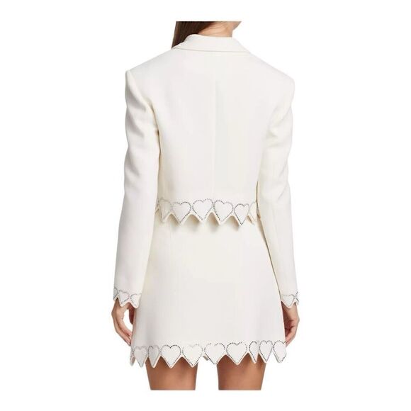 Mach & Mach Crystal Hearts Cropped Ivory Wool Blazer Size 8-10 (40) - Picture 5 of 12